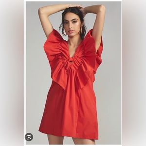 NWOT Ruffled Waistlist Mini Dress | Blue Tassel (from Anthropologie) | Size: L